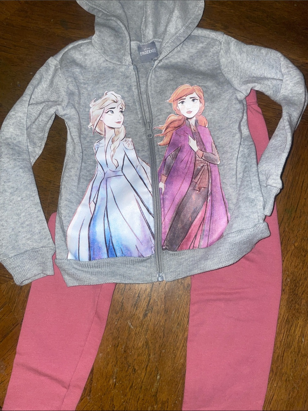 Disney Grey Hoodie with Pink Pants – Elsa & Anna Character Set